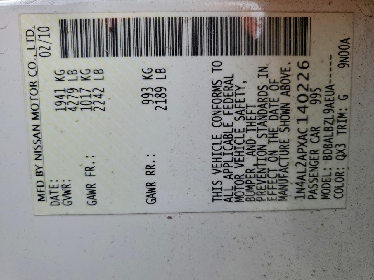 Nissan Altima Base Image 8